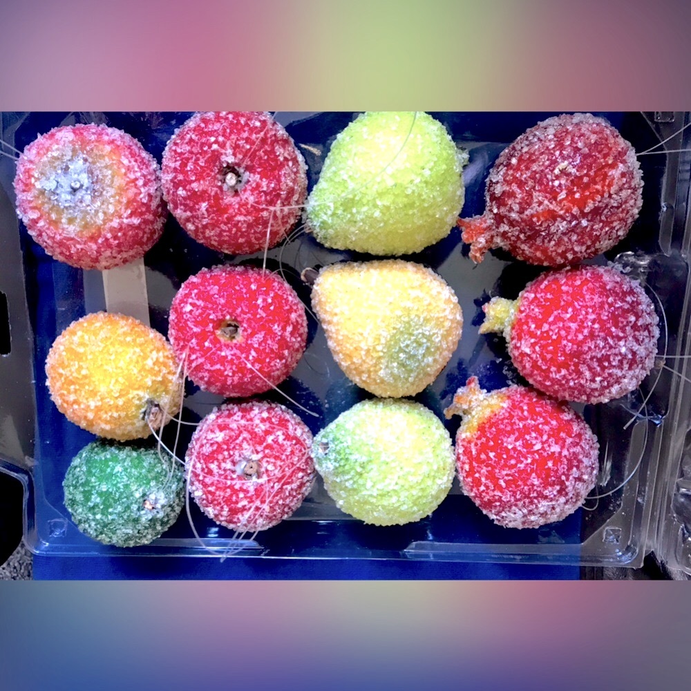 12 Vintage Candied Faux Fruit Decor Apple Pear Lemons